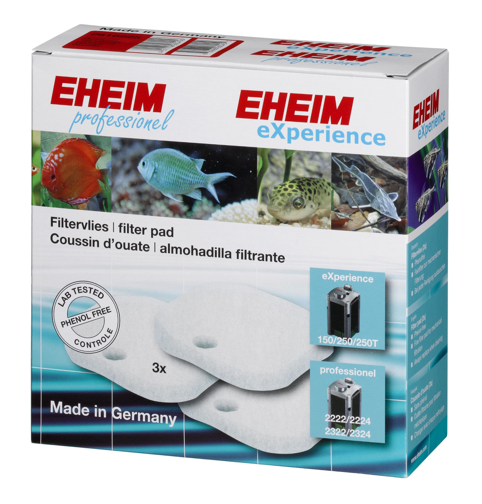 EHEIM almohadillas filtrantes (3 uds.) para eXperience 150/250/250T (2422/24, 2124)