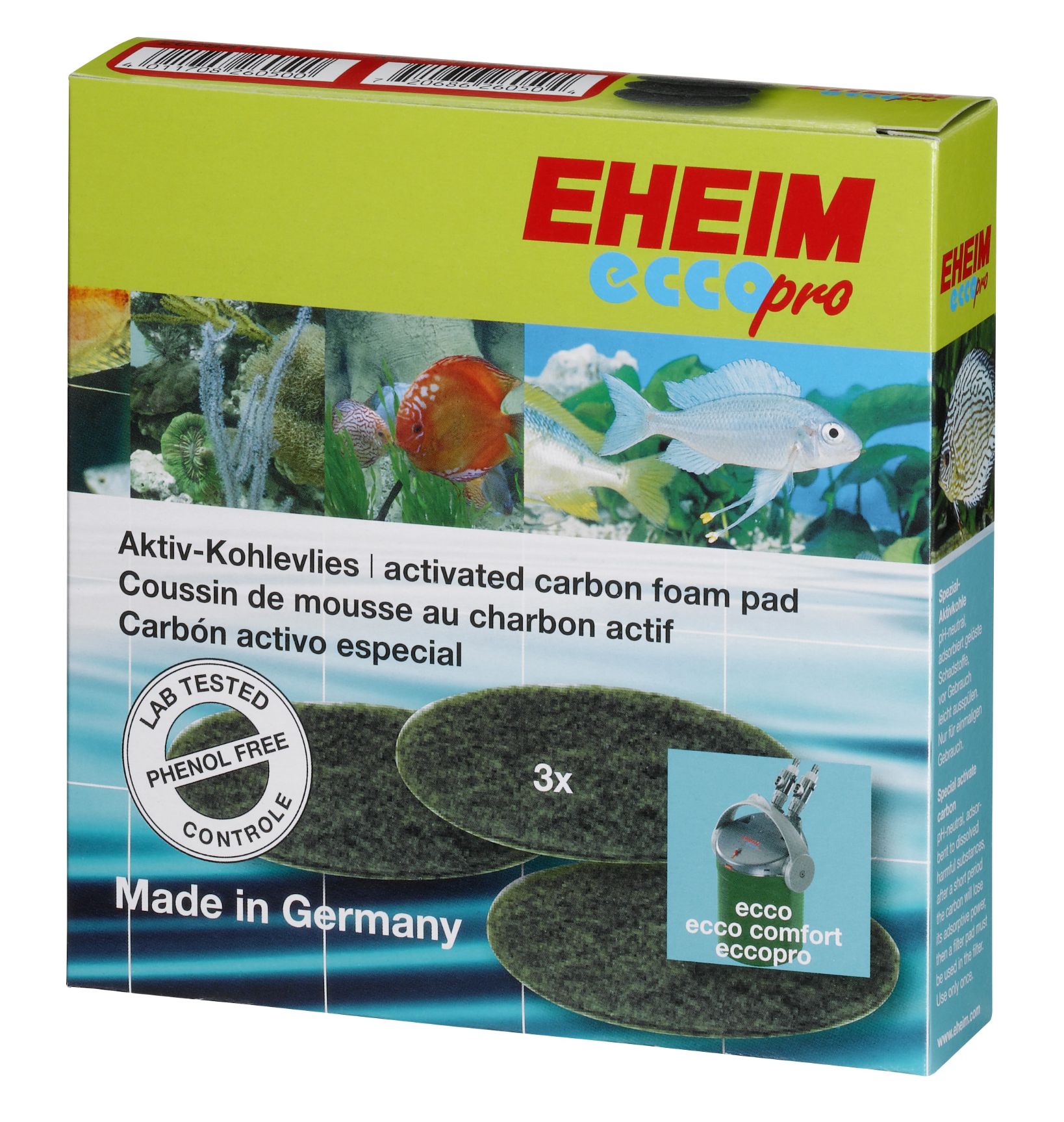 EHEIM almohadilla de carbón (3u) p. ecco pro 130/200/300