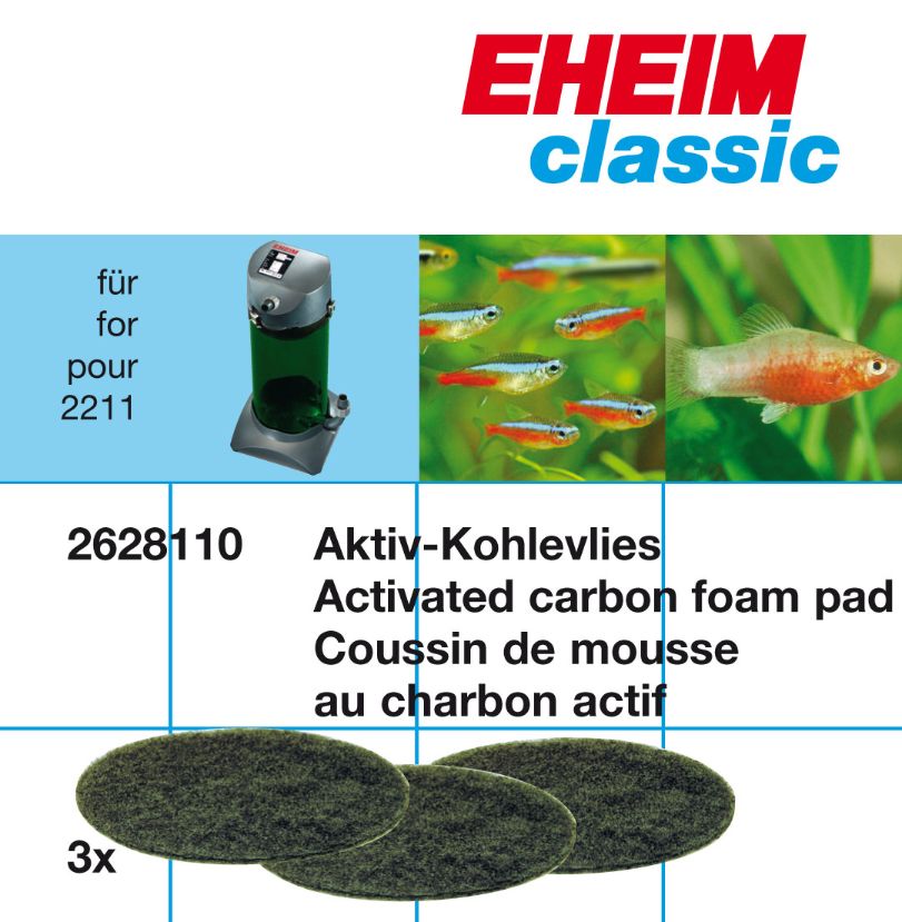 EHEIM almohadilla de carbón (3u) para classic 150