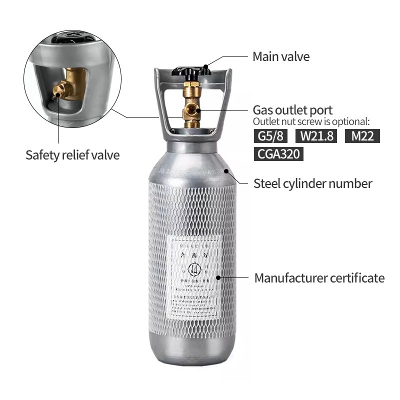 Botella CO2 WeekAqua 2L (cargada 1,3 Kg)